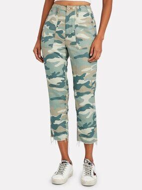 MOTHER The Shaker Chop Crop Fray Desert Print Camo Pants 24
